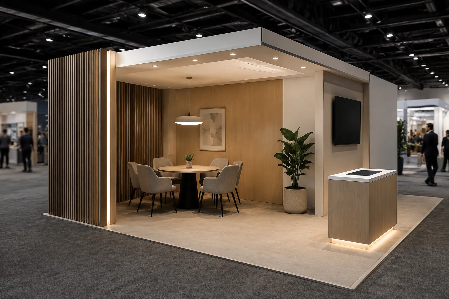 Booth concept showing a meeting approach and demonstration edge for ownership questions