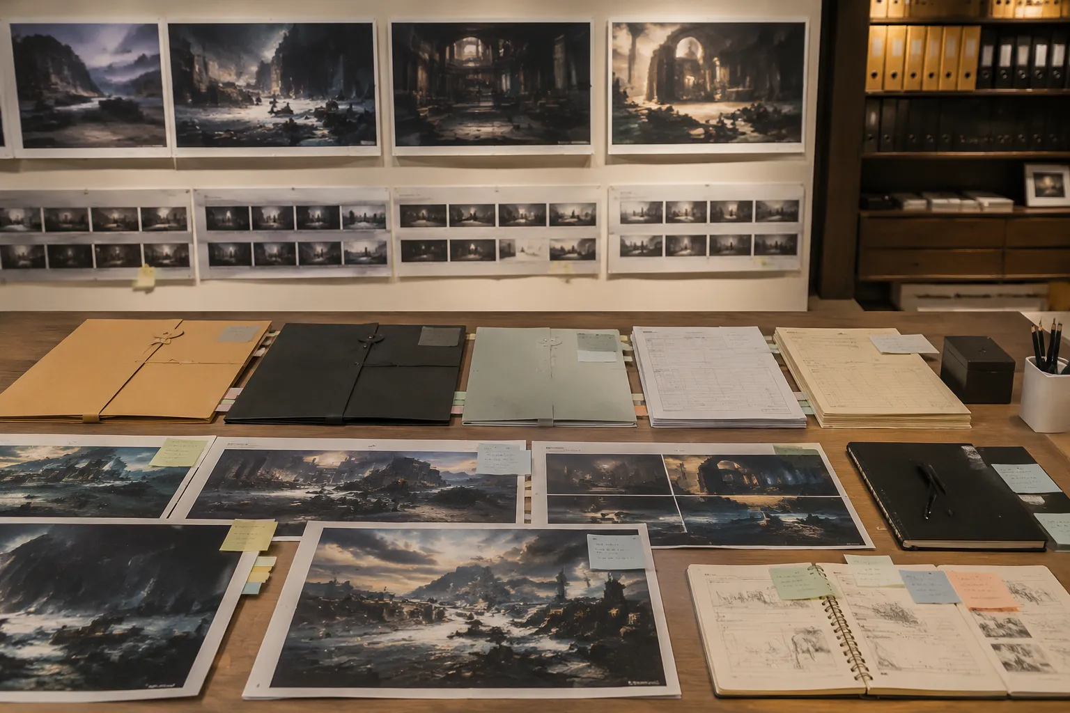 Exhibition image handoff board comparing audience, channel, edit, credit, and receiving team details